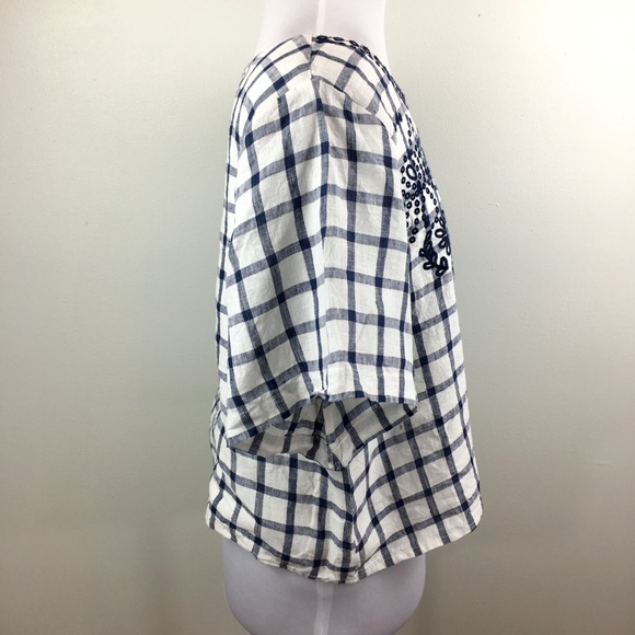 Anthropologie Moon River Sz L April blue white top - Picture 3 of 8